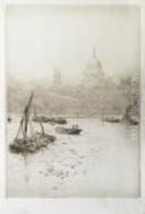 St Paul's Cathedral From The Thames by William Lionel Wyllie
