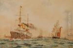 Shipping Leaving Portsmouth by William Lionel Wyllie