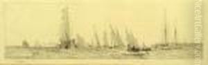 'yachts And Sailing Ships Off A Headland