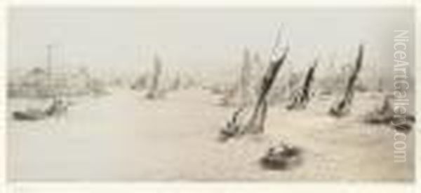 Barges And Tugs In A Busy Shipping Lane - view 1