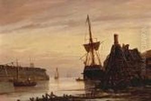 A Harbor Scene At Sunset by William Lionel Wyllie