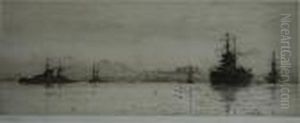 Battle Cruisers On The Firth Of Forth by William Lionel Wyllie