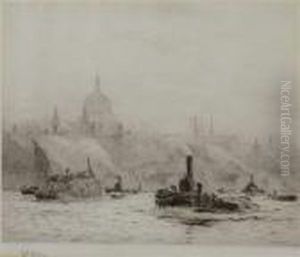 St Paul's From The Thames by William Lionel Wyllie