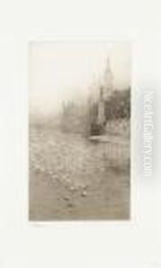 The Embankment And The Raf Memorial by William Lionel Wyllie