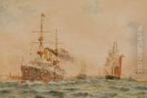 Shipping In Portsmouth Harbour by William Lionel Wyllie