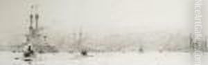 U.s.battleships In Firth Of Forth by William Lionel Wyllie