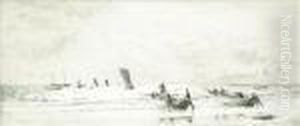 Fishingboats On The Shore H. M. S Victory Off Portsmouth