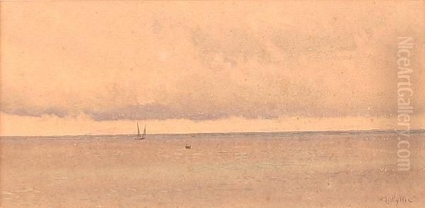 Seascape With Sailing Boat In A Calm - view 1