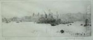 Sugar Boats Off Greenwich. by William Lionel Wyllie