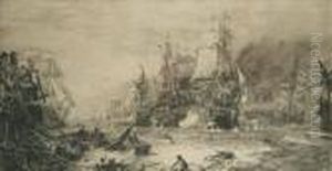 The Battleof Trafalgar Etching by William Lionel Wyllie