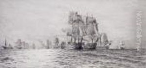 Royal Sovereign Engaging Santa Anna - Trafalgar by William Lionel Wyllie