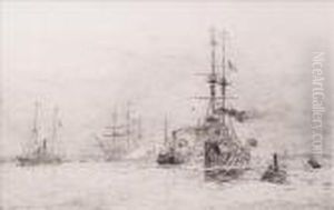 Hms Natalpassing The Victory In Portsmouth Harbour