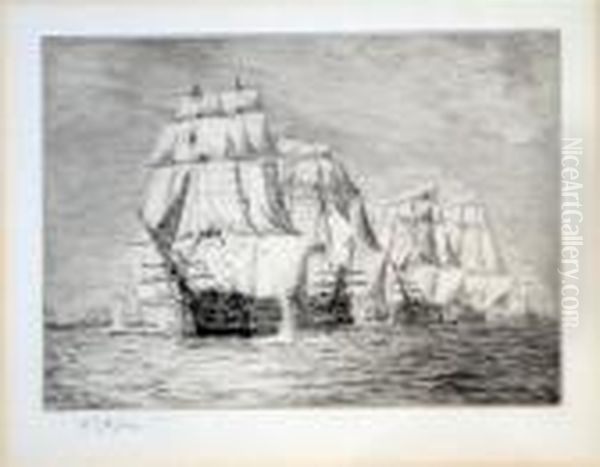 Hms Victory Breaking The Line At Trafalgar - view 1