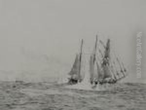 A Clipper Under Fire From A Distant Warship