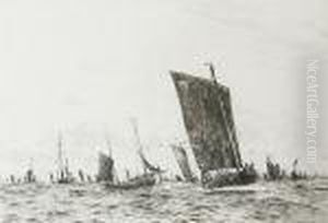French Fishing Boats In The Channel by William Lionel Wyllie