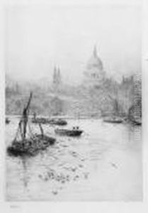 St. Paul's Cathedral From The Thames by William Lionel Wyllie