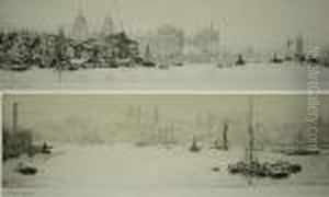 Thames Barges; Thames Scene -trial Proofs by William Lionel Wyllie