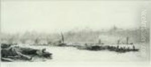 Barges On The Thames by William Lionel Wyllie