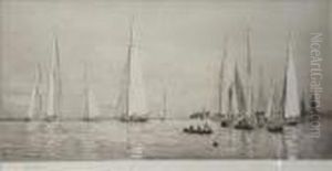 Yachts Racing At Cowes by William Lionel Wyllie