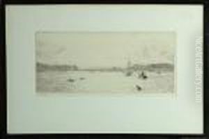 A Rocky Coastline With Yachts And Other Vessels In The Foreground - Drypoint