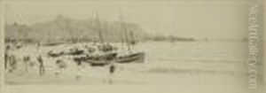 Children Playing With Pond Yachts On Scarborough Beach by William Lionel Wyllie