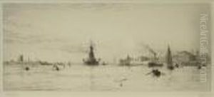 Portsmouth Harbour Showing Hms Revenge Flag-ship by William Lionel Wyllie