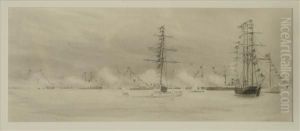 Spithead Review Monochrome by William Lionel Wyllie