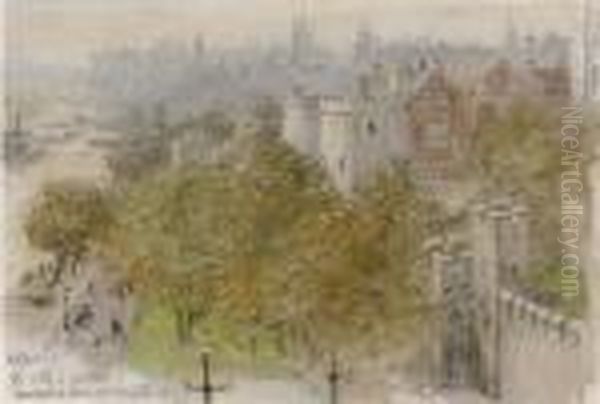 The City Of London From The Bonded Stores At Irongate Tower - view 1