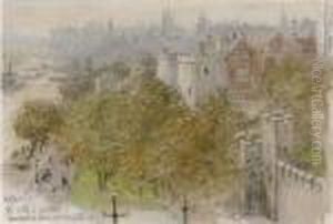 The City Of London From The Bonded Stores At Irongate Tower by William Lionel Wyllie