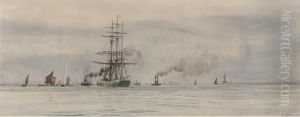 A Three-master Under Tow In The Thames Estuary