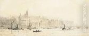 'county Hall And St Thomas' Hospital From The North Bank Of The Thames' by William Lionel Wyllie