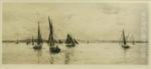 Sailingvessels Off The Isle Of Wight by William Lionel Wyllie