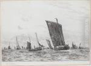 A Fishing Fleet At Sea A Fishing Fleet At Sea