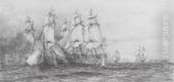 Two Views Of The Battle Of Trafalgar - view 1