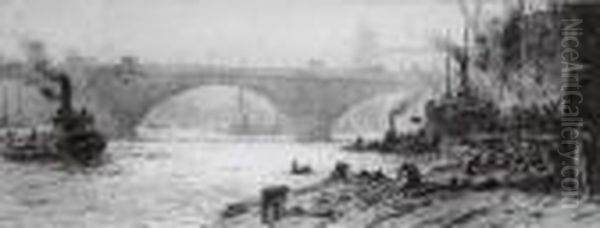 Longshoremen At Work Before London Bridge - view 1