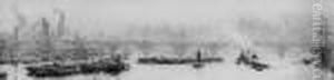 Barges Before London Bridge by William Lionel Wyllie