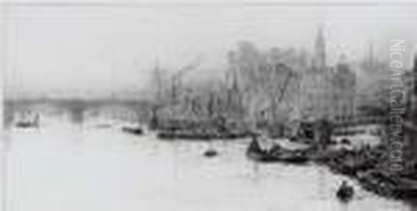 Tugs And Barges In The Pool Of London Before London Bridge - view 1