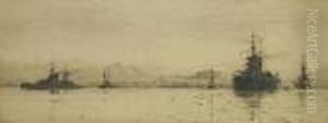 Battle Cruisers In Firth Of Forth by William Lionel Wyllie