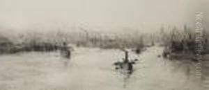 A Busy Harbour Entrance, Possibly Low Countries