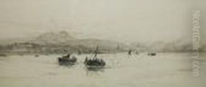Arthur's Seat And The Leith Docks From The Forth by William Lionel Wyllie