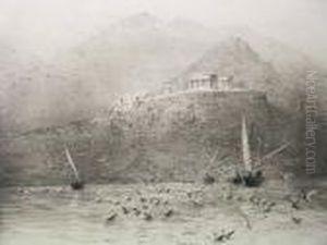 Seabirds Swooping Before Classical Ruins by William Lionel Wyllie