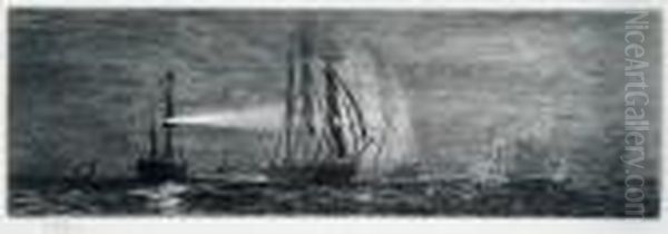 Sailing Vessels Near A Lightship - view 1