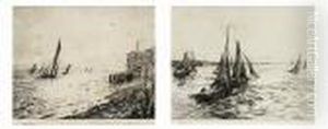 Fishing Boats Off The South Coast by William Lionel Wyllie