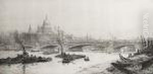 Blackfriars Bridge With The St Paul's Beyond by William Lionel Wyllie
