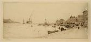 Fishing Boats In Villefranche Harbour by William Lionel Wyllie