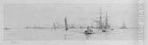 Battleships In Portsmouth Harbour by William Lionel Wyllie