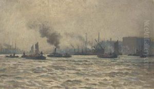 Tugs And Other Shipping On The Thames by William Lionel Wyllie