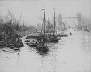 Boats On The Thames At Tower Bridge