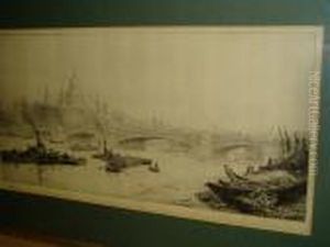 Boats On The Thames At St. Pauls by William Lionel Wyllie