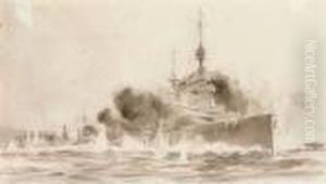 Battleships In Action by William Lionel Wyllie